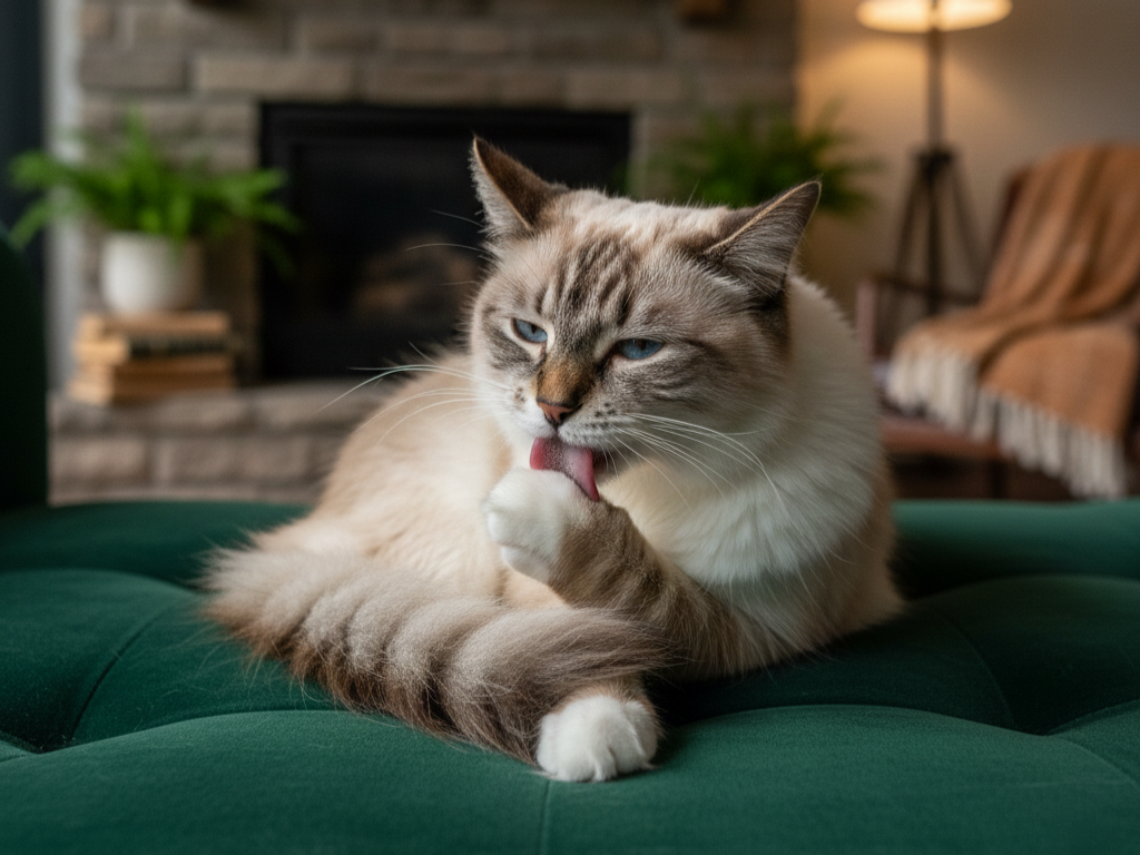 why do cats lick themselves