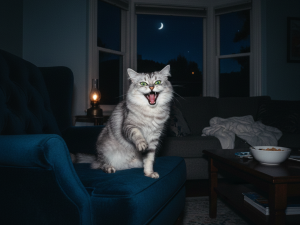 cat meowing at night