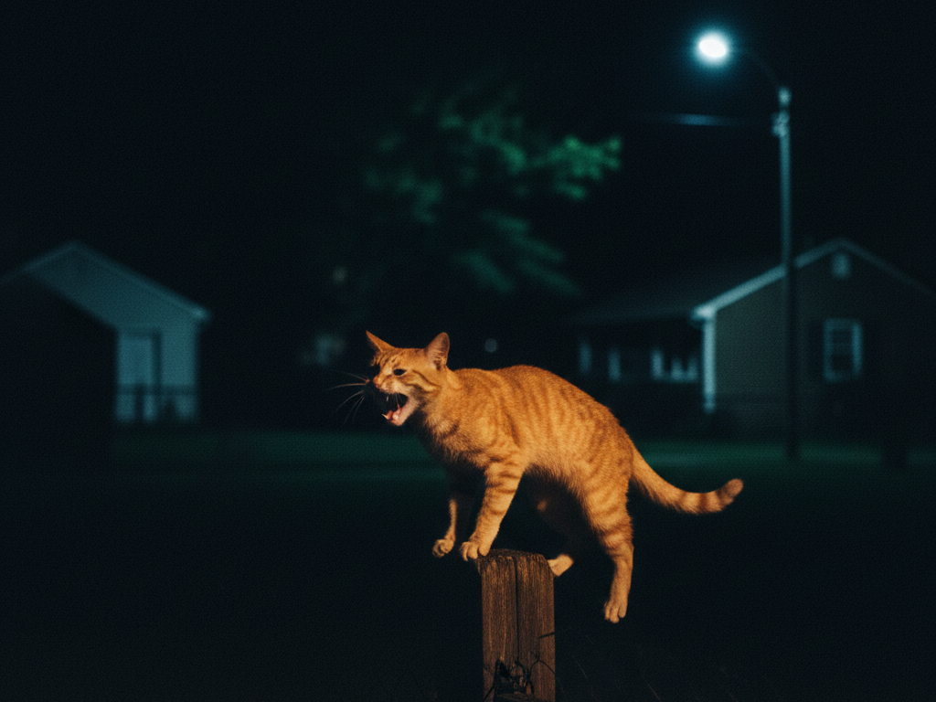 cat meowing at night