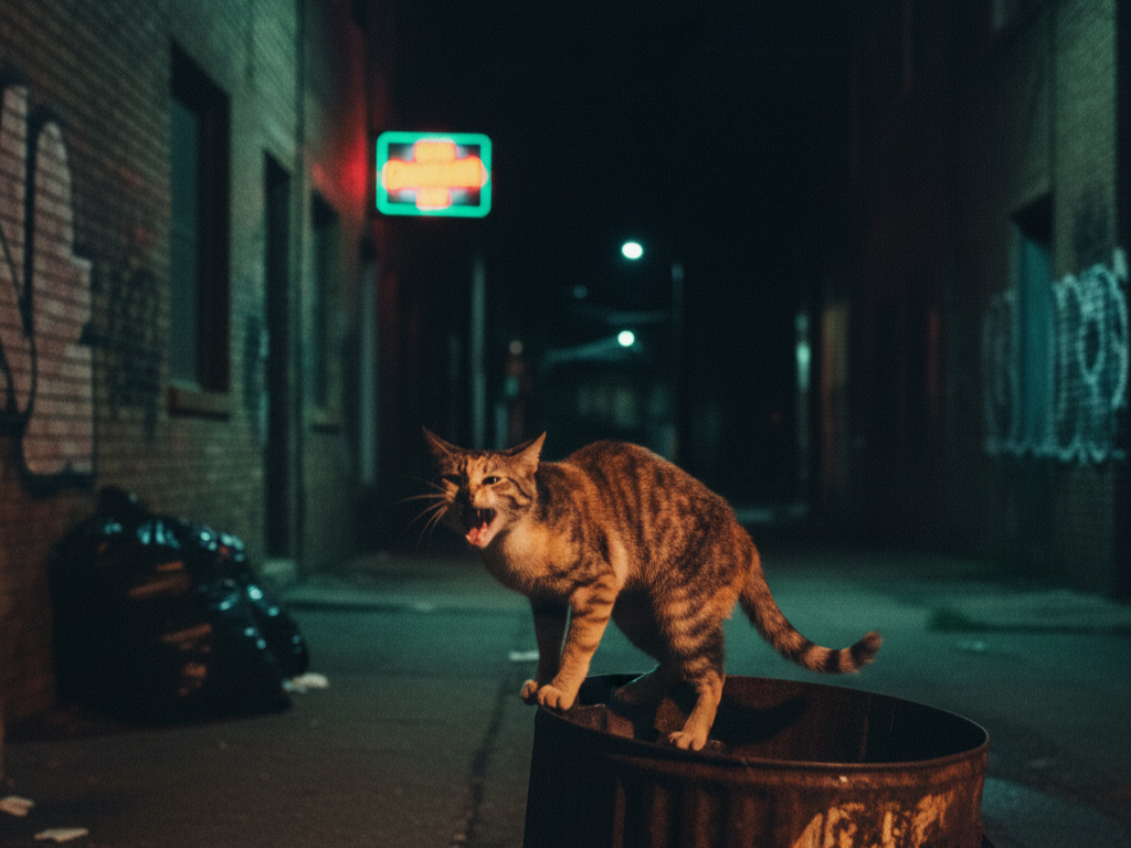 cat meowing at night