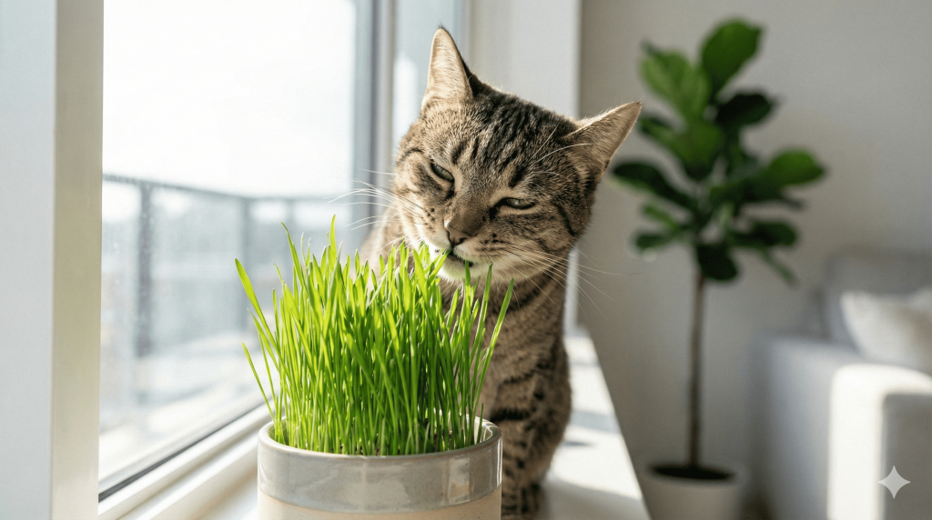 Image showcasing Do Cats Eat Grass When Sick? To Induce Vomiting & Relief - Lady N US